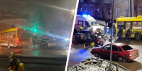 Есть пострадавшие: в Ярославской легковушка протаранила автобус. Видео - 76.Ru